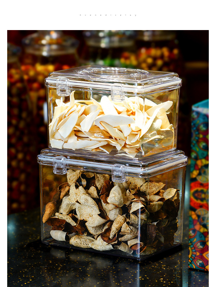 Portable sealed box, moisture-proof food sealed can, transparent PC dry goods, sea cucumber, fish maw, dried tangerine peel, tea, plastic storage box pic 15