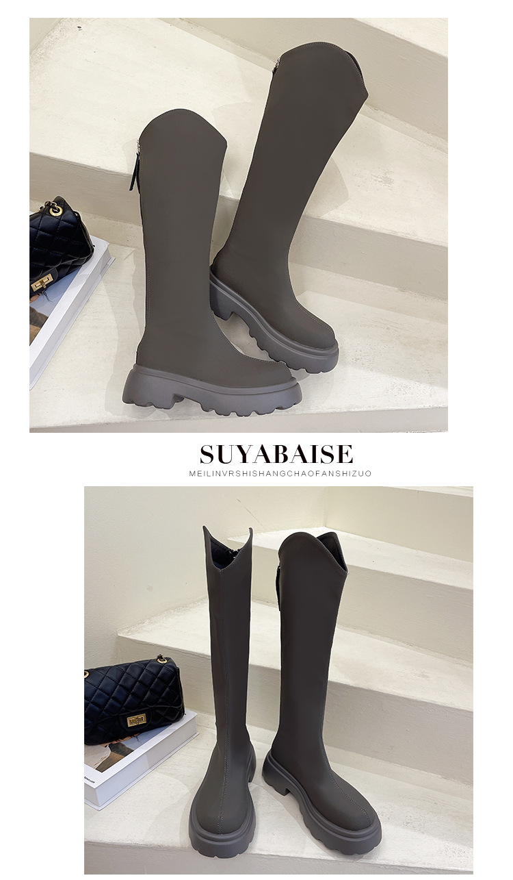 骑士靴长筒靴女胖mm粗腿大筒围厚底大码长靴宽脚高筒加肥女靴批发详情11
