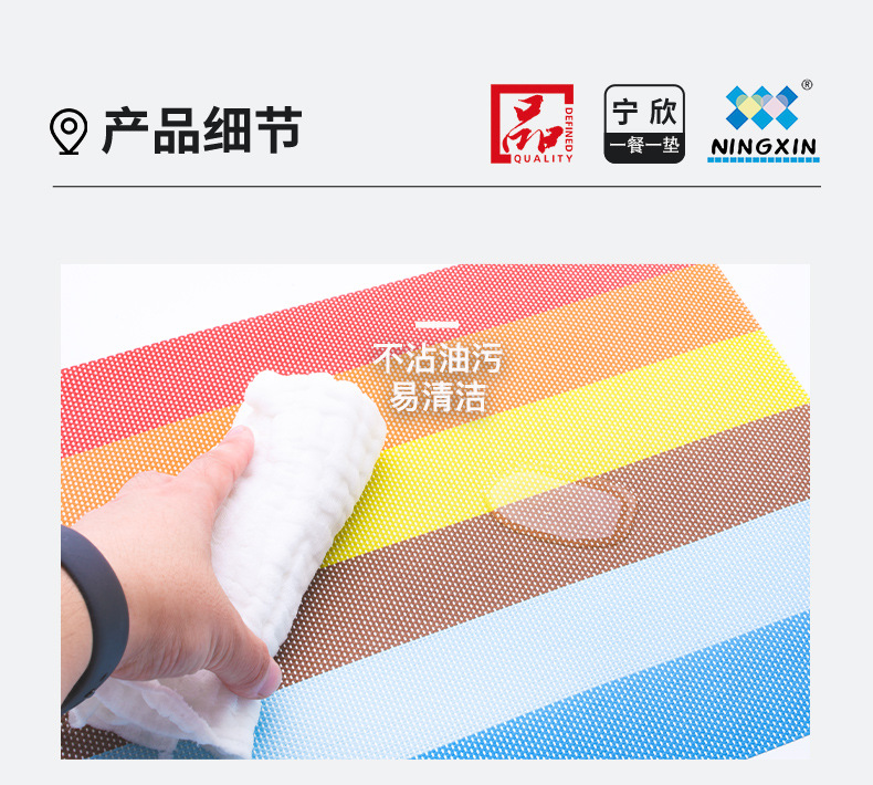 Ningxin Placemats, American-style simple striped eco-friendly PVC placemats, table heat insulation pads, bowl MATS and coasters, wholesale from the manufacturer pic 7