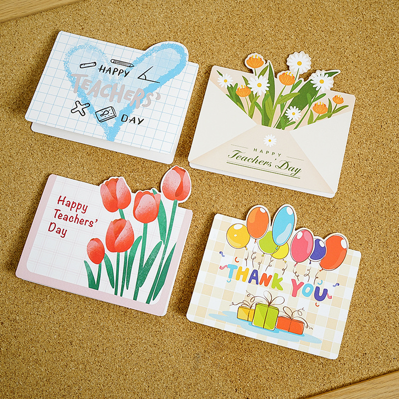 卡通手绘教师节贺卡感恩手写祝福语送老师小卡片礼品鲜花包装配饰详情2