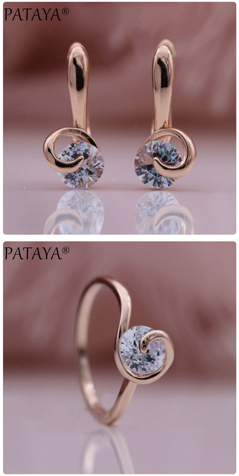PATAYA Italian craftsmanship: A white zircon mini Chanel-style earring with geometric shape, zircon set pic 8