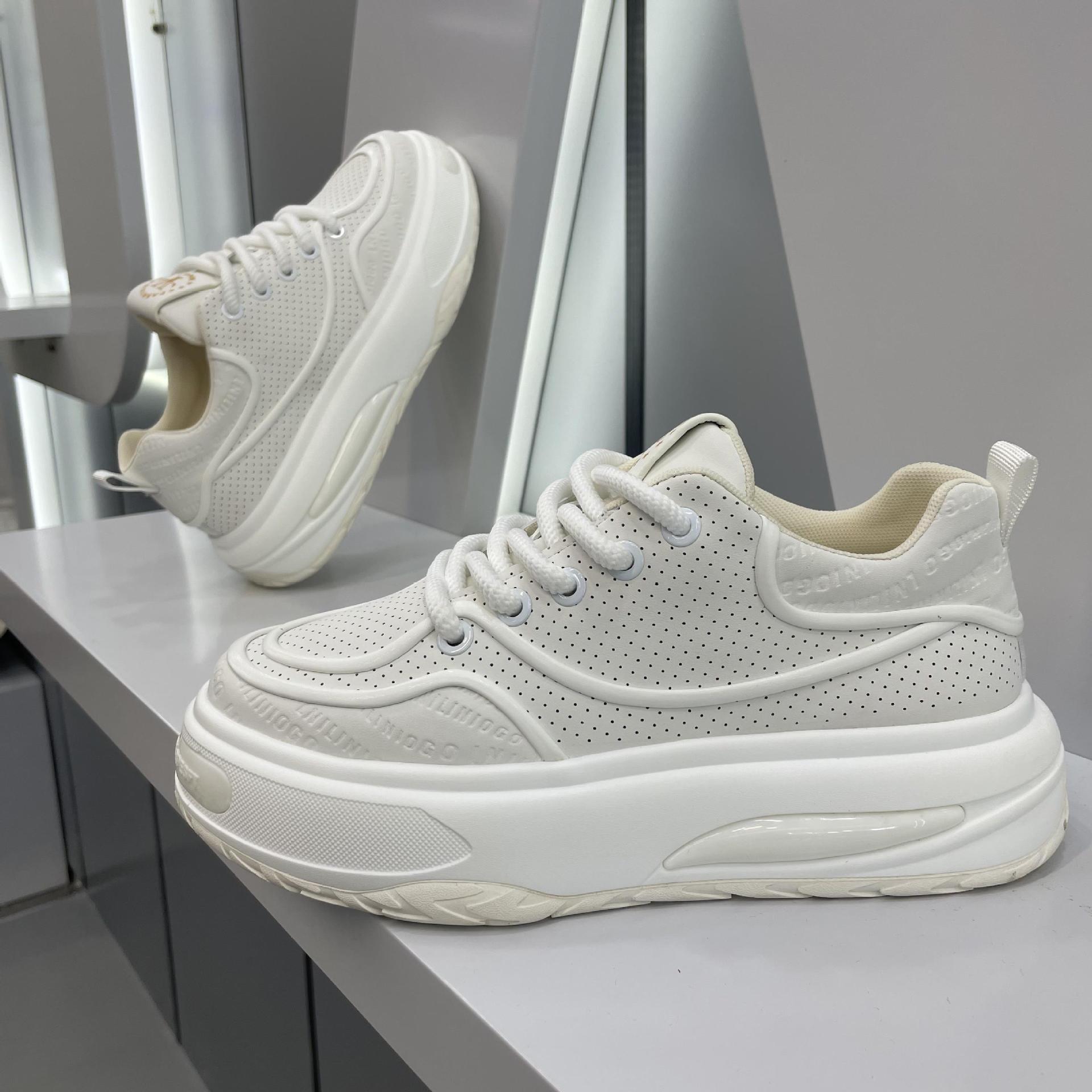 秋季新款男鞋系带低帮跑步鞋潮流鞋子增高印花时尚透气老爹鞋软底详情3