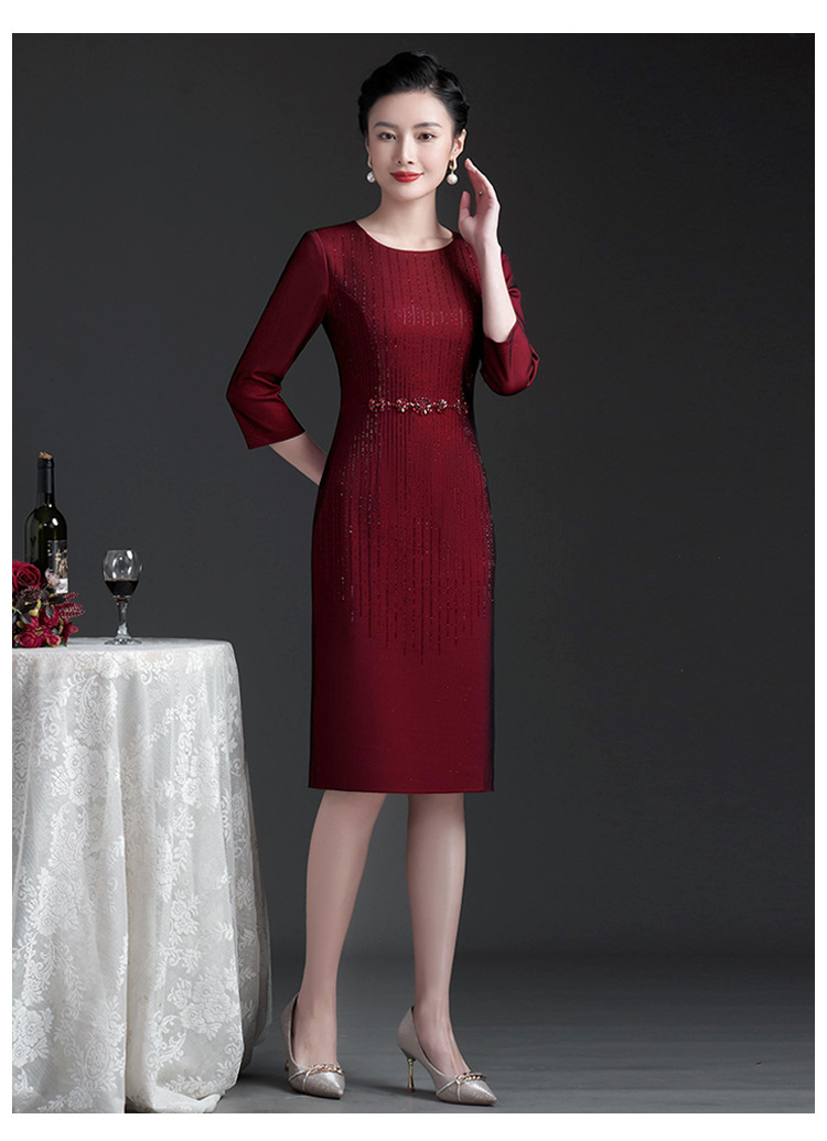 Venta directa de fábrica 2023 otoño invierno nuevo estilo manga larga con peluche temperamento modesto vestido de mamá de mediana edad y edad vestido de tamaño grande pic 17