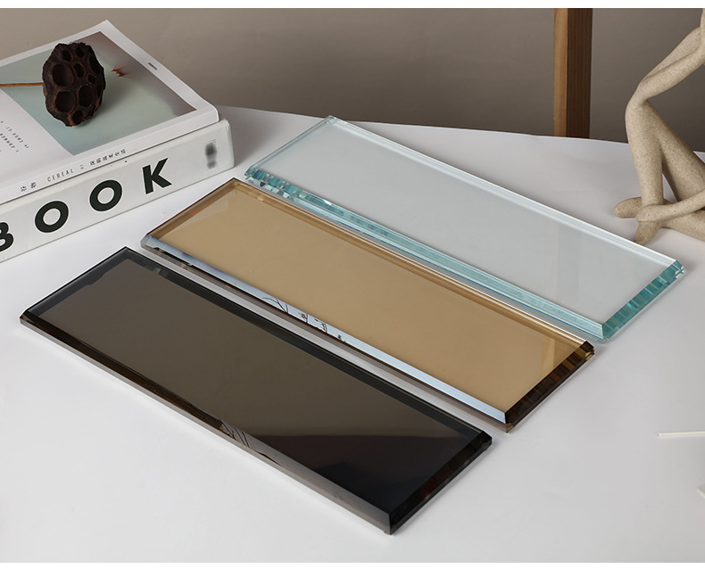 水晶玻璃托盘轻奢长方形托盘家用放茶杯水杯茶盘果盘商用带把手详情14