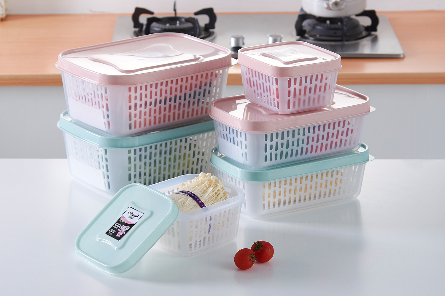 Seafood, vegetables and fruits draining box, rectangular refrigerator refrigeration box, food-grade plastic preservation box, refrigerator freezing box pic 13