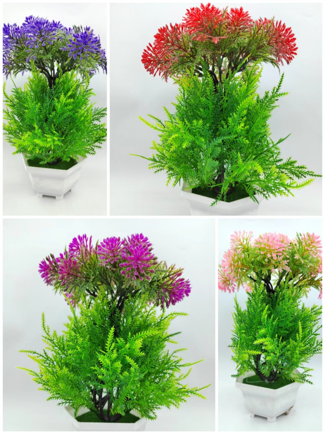 Hongsheng Simulation Craft double-layer creative pine tree home mini decorative items, indoor decoration green plant decorative items pic 17