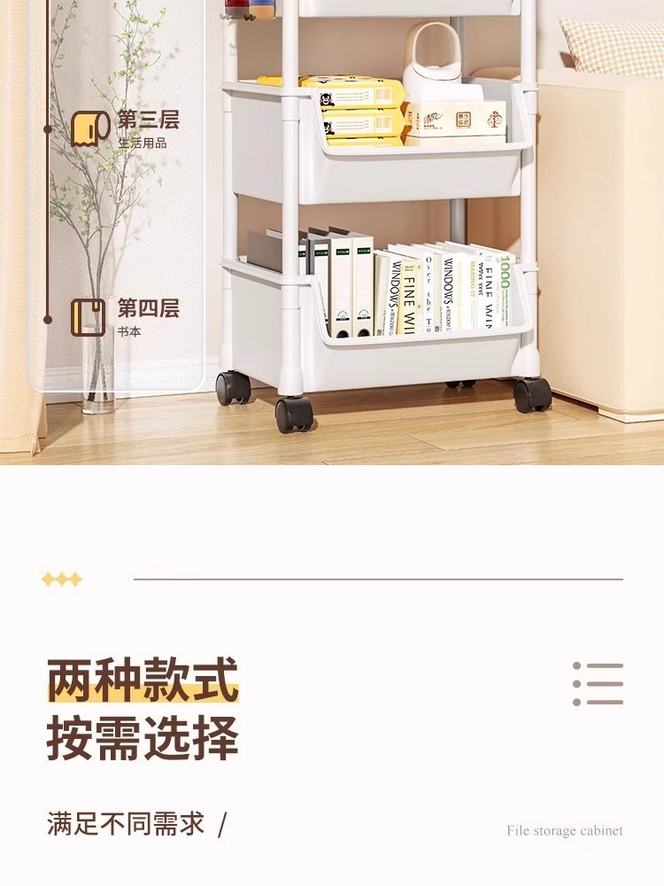 书架可移动置物架落地儿童玩具收纳架子厨房家用零食小推车储物柜详情5