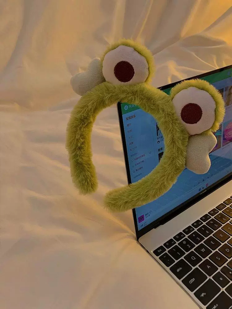 Cute little frog hair tie, special cartoon and funny home hair band for girls to apply facial masks, wash face, four-season headband hair clip pic 14