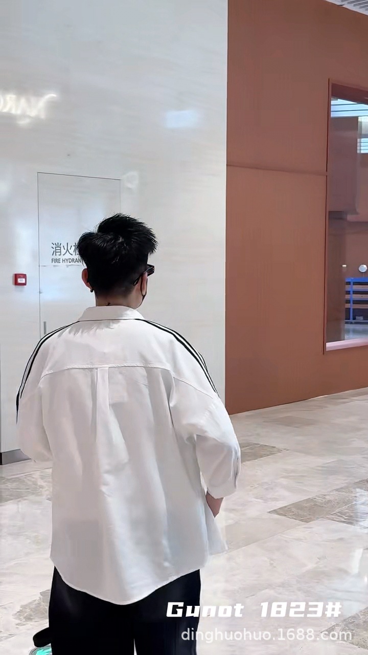 衬衫男士夏季潮流五分袖衬衣男装帅气短袖上衣服薄款七分中袖寸衫详情15