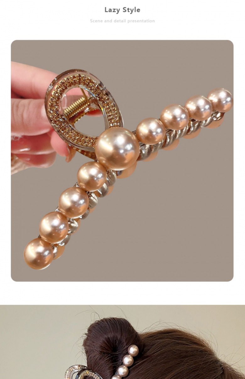 Acrílico perla strass grip mujer 2024 nuevo premium sense pan de pelo clip tiburón clip de pelo grande pin de pelo tiara pic 12