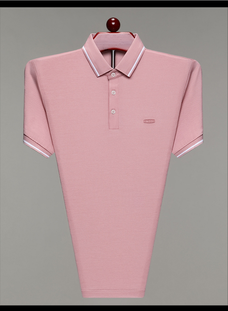 Lujo gran marca hombre morera seda manga corta polo verano 2024 nuevo medio y joven casual color sólido camiseta de gama alta pic 20