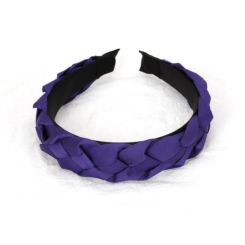 欧美纯色手工编织麻花头箍 亚马逊潮流单色辫子头扣 洗脸压发发饰详情17