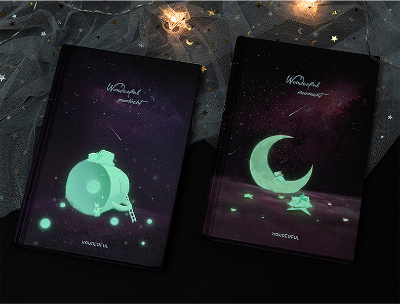 Wholesale of 32K color page illustration notebooks, notepads and stationery products from Korean ins with beautiful luminous starry sky pic 13