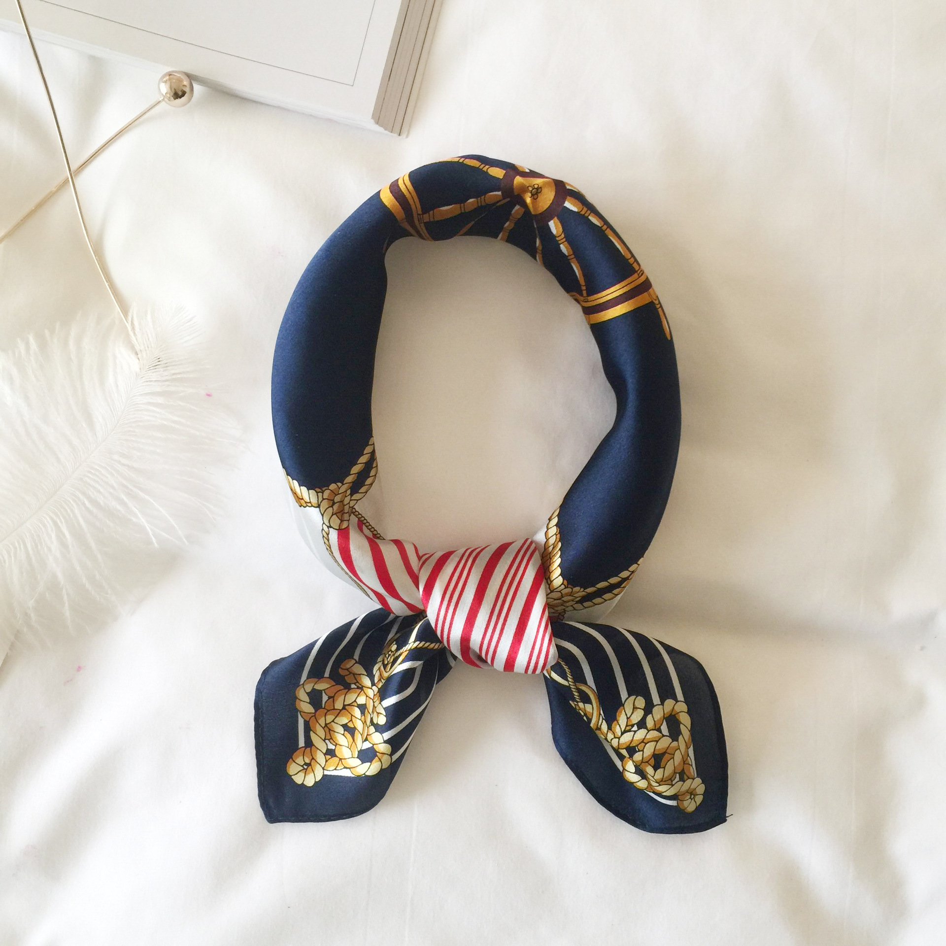 Wholesale silk scarves for overseas gifts and return gifts, cross-border silk autumn and winter decorative plain crepe satin 53cm floral neckerchiefs, small square scarves pic 104