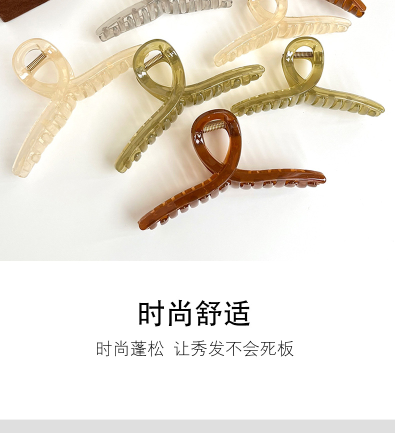 大号透明果冻色抓夹简约后脑勺盘发鲨鱼夹高级感马尾发抓发夹头饰详情3
