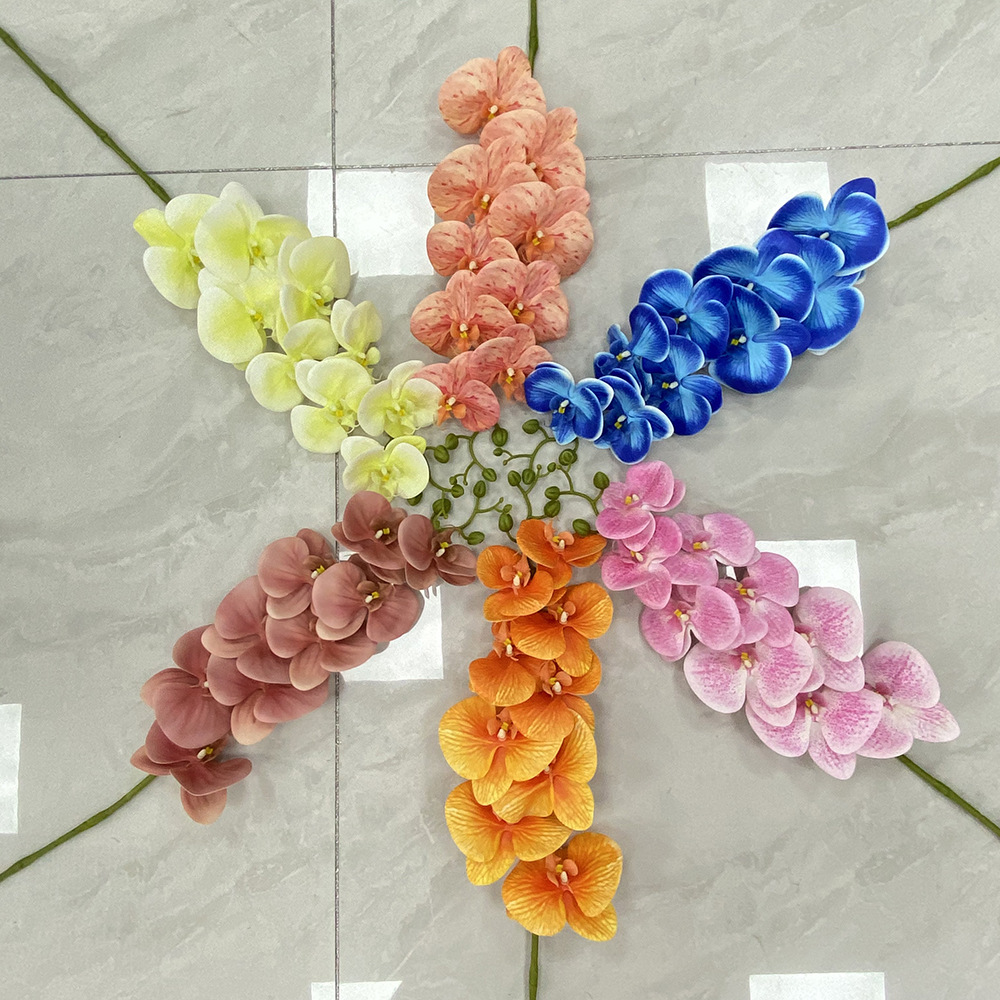 Wedding Mei Li 9-head Phalaenopsis simulation flower 3D printed soft rubber Phalaenopsis artificial flower home conference venue flower arrangement decoration pic 128