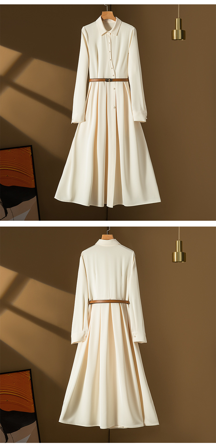 高珂2023早春新款法式赫本风连衣裙重磅不规则门襟高腰百搭连衣裙详情14