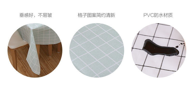 Wholesale of home fresh and clean checkered waterproof tablecloths, oil-proof and heat-resistant PVC tablecloths for living room dining tables pic 10