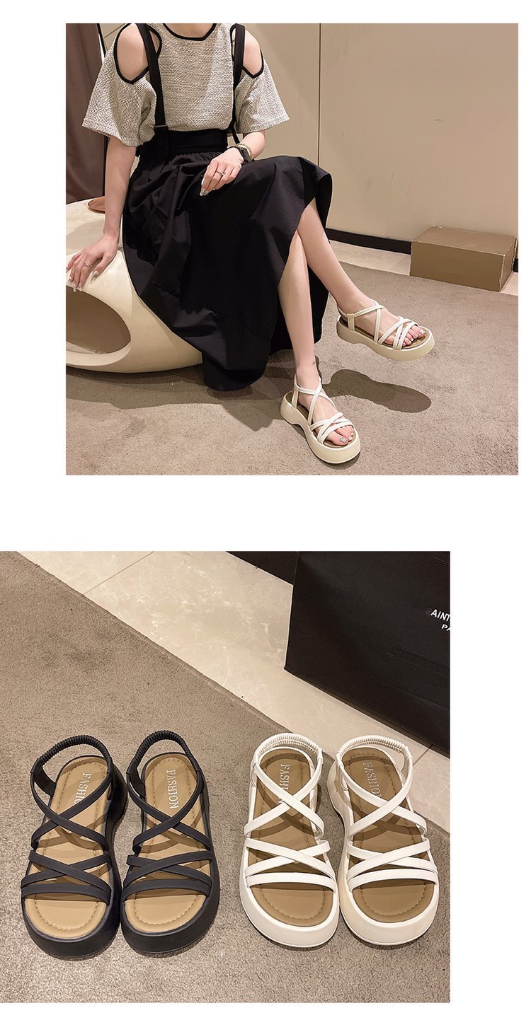 厚底松糕凉鞋女2024年夏季新款韩版小个子交叉细带高跟罗马鞋详情13