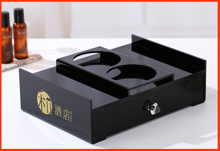酒店牙具盒亚克力宾馆洗漱用品盒客房耗品纸巾盒托盘遥控盒收纳盒详情19