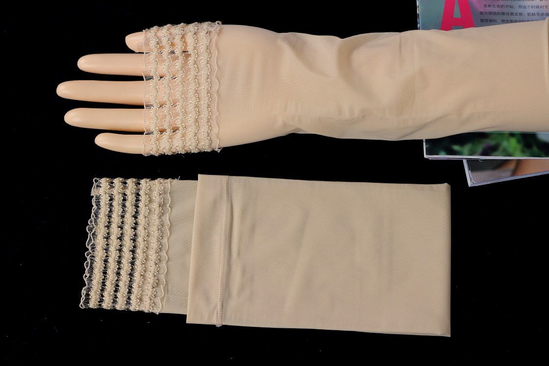 Long sun-protective gloves for women driving, seamless ice silk sleeves, lace thin arm guards, thin style pic 6