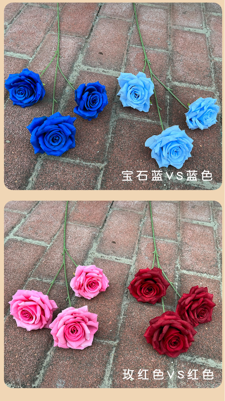3头钻石玫瑰花仿真假花装饰婚庆婚礼堂路引插花商场瀑布玫瑰造景详情9