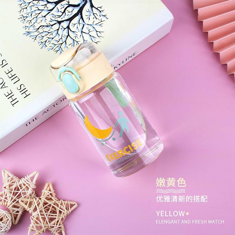 缤客320ml卡通运动弹跳玻璃杯锁扣弹盖便携随手拎高硼硅水杯详情8