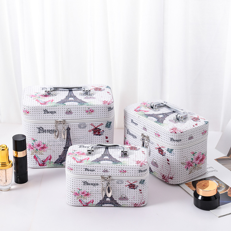 韩国多功能埃菲尔铁塔三件套化妆箱便携化妆包防水旅行收纳包详情17