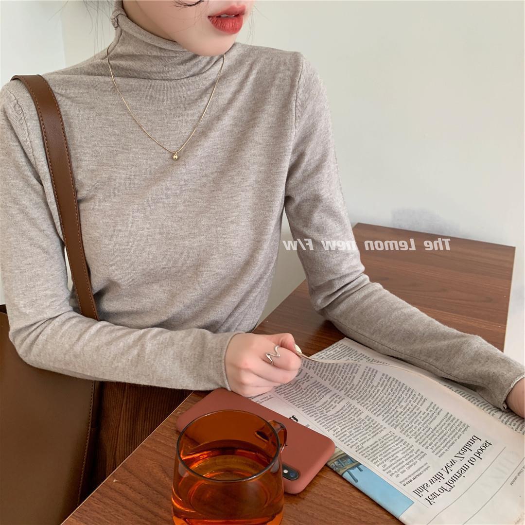 秋冬新款女装高领卷边打底衫糖果色修身保暖基础款仿羊绒衫毛衣女详情26