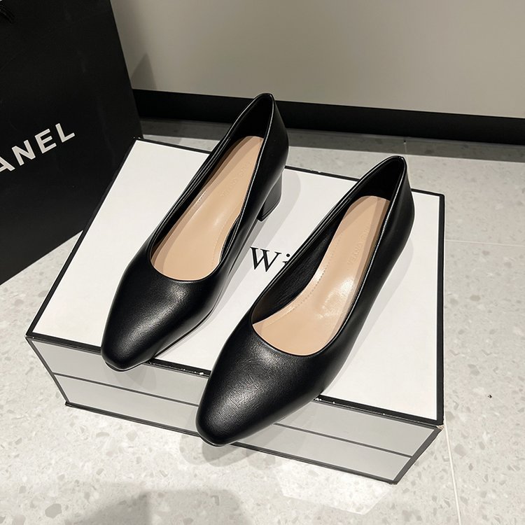 秋季新款女式时装单鞋韩版圆头套脚粗跟高跟单鞋女上班工作鞋子女详情4