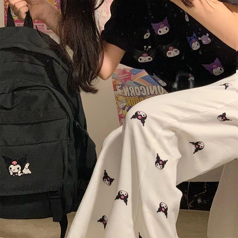 遛弯裤卡通睡裤女春秋新款居家可爱印花宽松休闲夏季空调防蚊长裤详情18