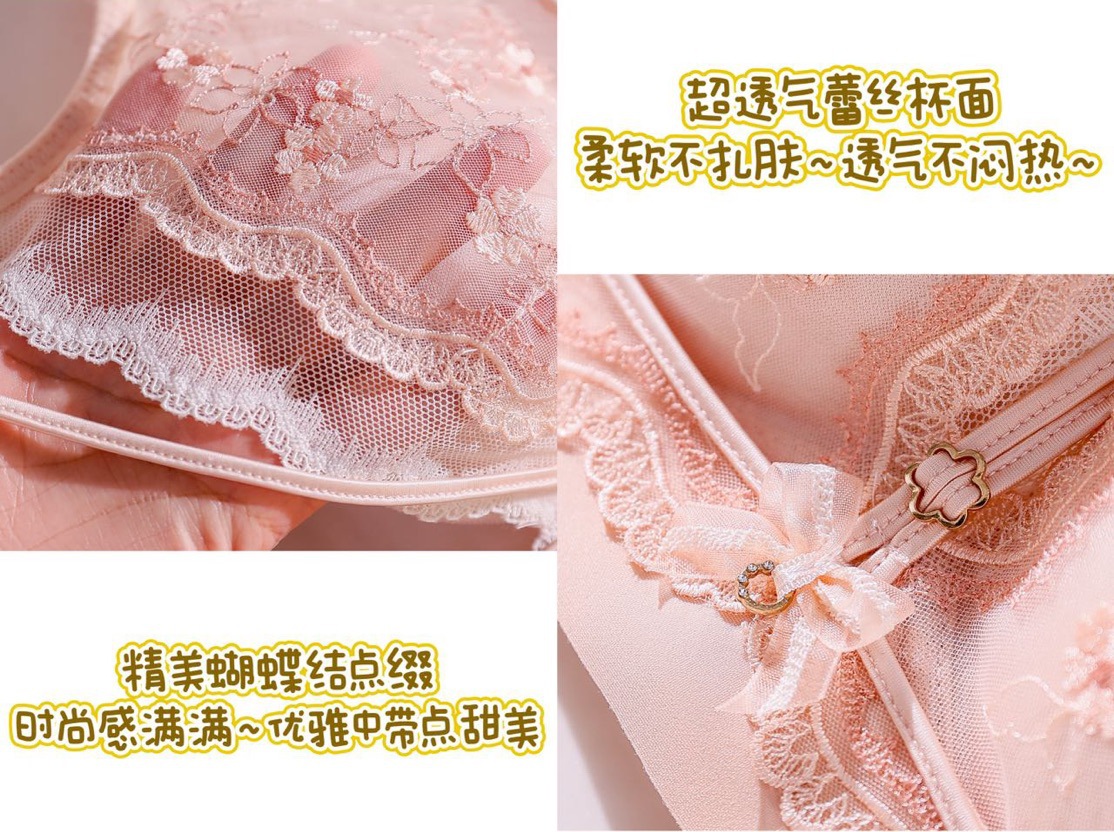 232蕾丝文胸女性感小胸聚拢刺绣无钢圈防下垂调整型内衣批发新款详情12