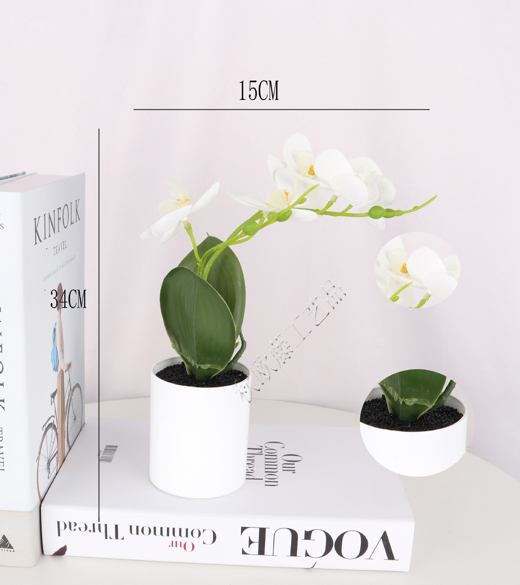 仿真蝴蝶兰2叉5头盆栽/仿真盆景/仿真花创意内室小摆件/亚马逊厂详情4