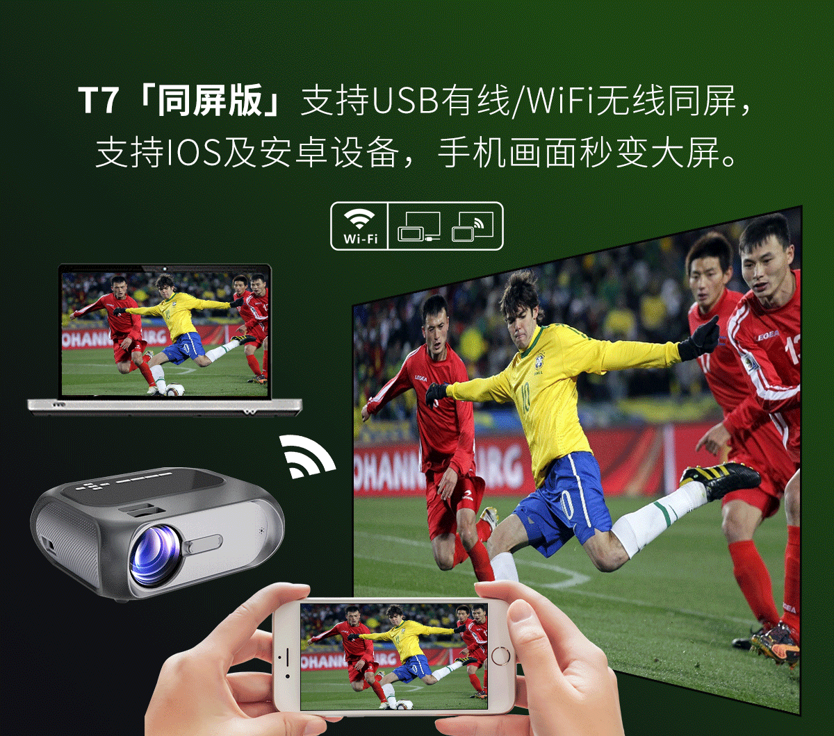 跨境T7高清家用投影机便携式微型迷你小型家庭LED跨境投影仪详情6