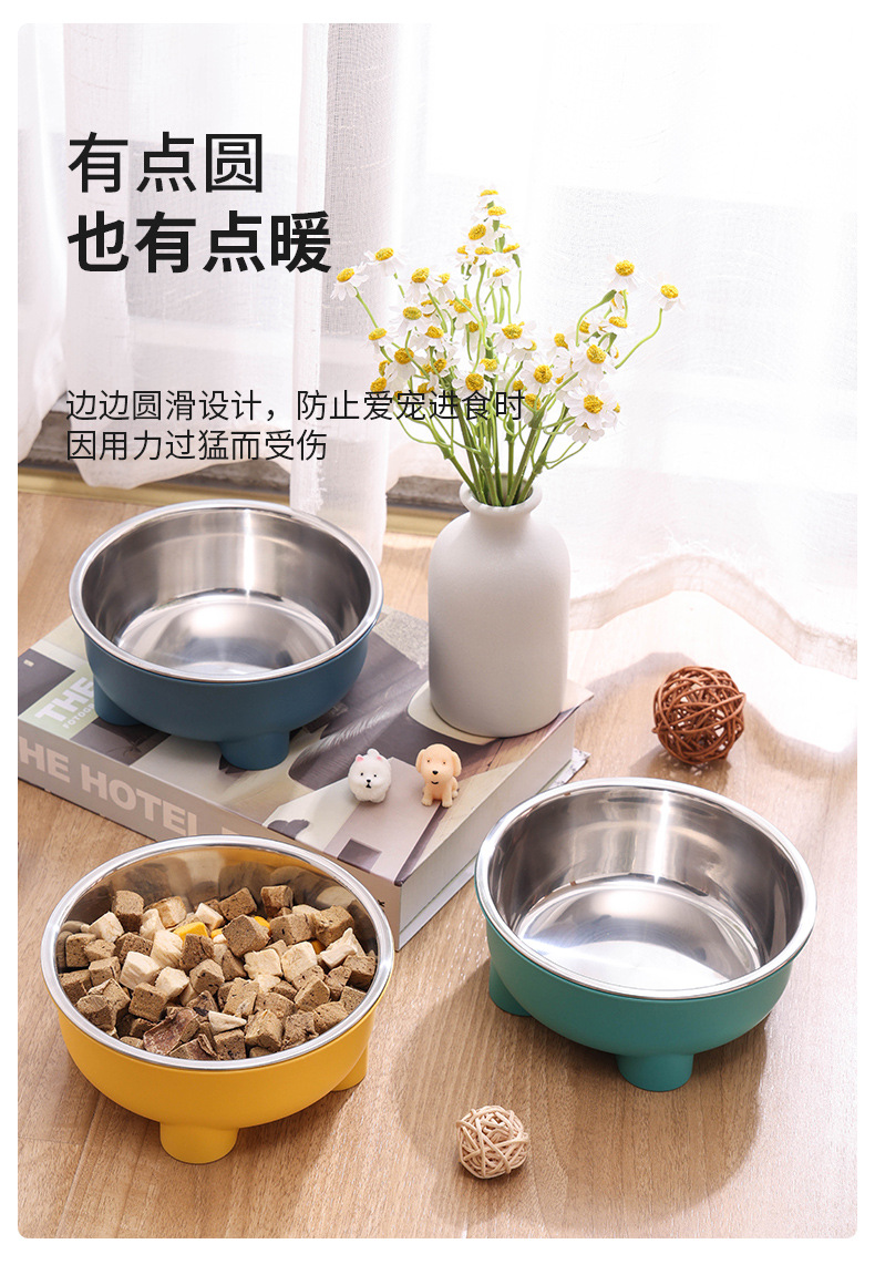 新款不锈钢狗碗猫碗护颈防打翻宠物碗塑料猫碗大型犬饭碗狗狗饭盆详情10