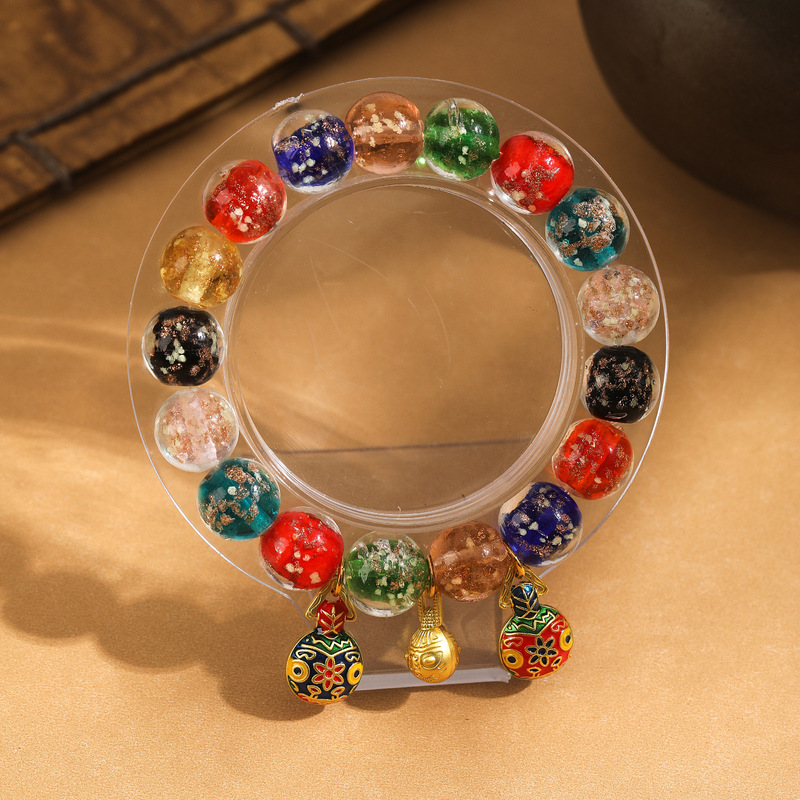 香灰琉璃手串手链朱砂老秦款五彩吞金兽景区寺庙摆摊文玩饰品批发详情13