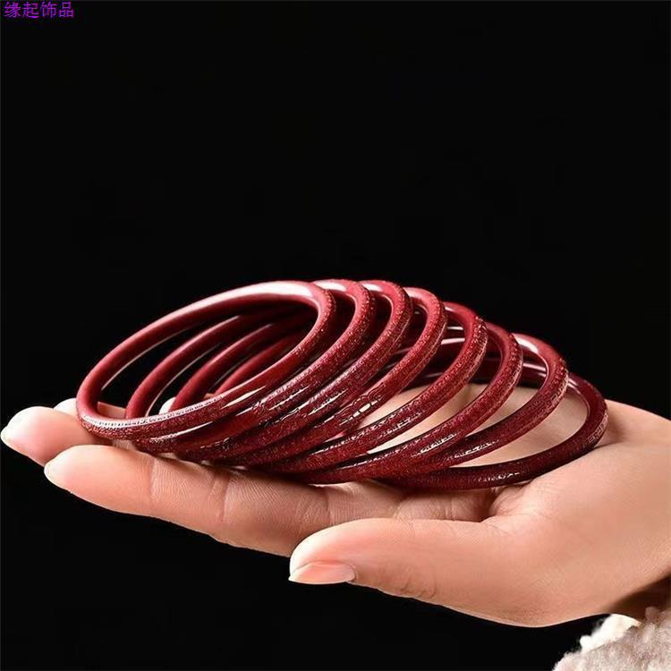 Cinnabar bracelet for women, high-purity natural raw stone Heart Sutra jingle bracelet for women pic 3