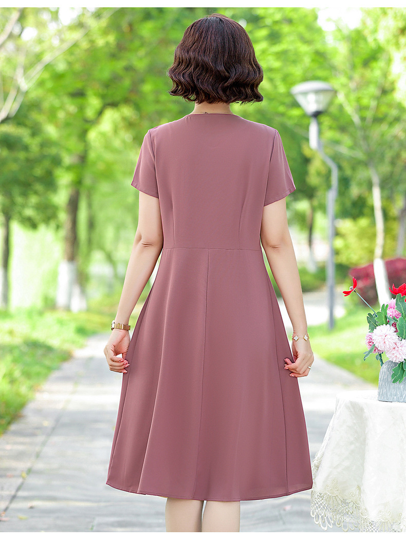 妈妈装夏季连衣裙40岁50中老年短袖女洋气裙子修身中年人薄款长裙详情14
