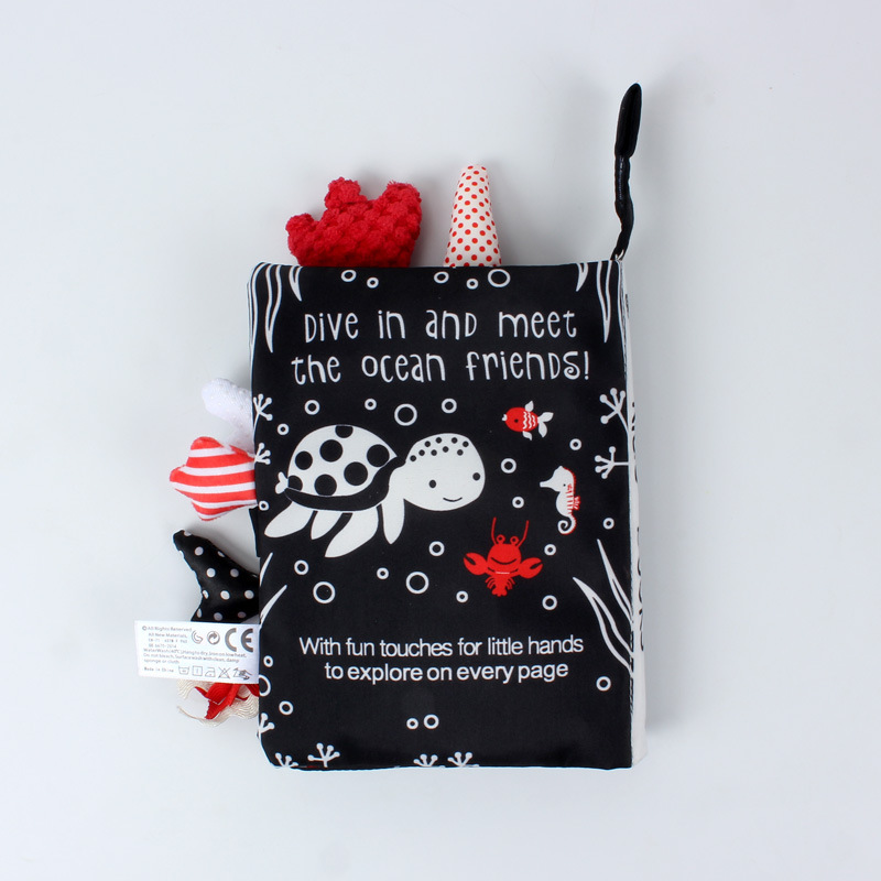 Tail cloth books, toy books, baby cloth books, sound paper enlightenment books, black and white red cloth books pic 10