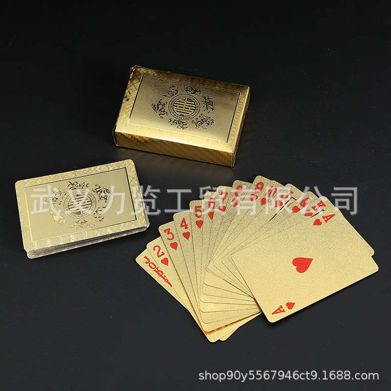 美元扑克牌金箔扑克牌 银箔扑克牌批发 金色土豪金扑克黑色塑料牌详情6