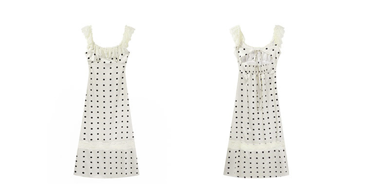 2024 New summer printed square-neck ruffled, slim and sexy polka dot lace backless long dress for women pic 5