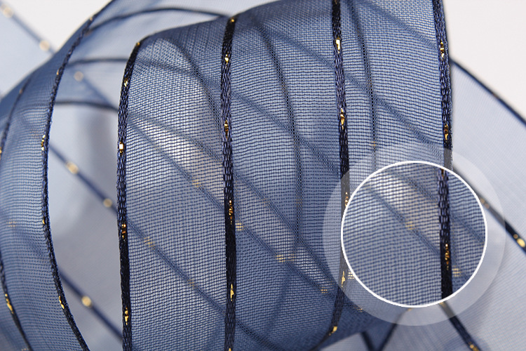 Dingxin Gold thread dotting silk Ribbon diy handmade bow decoration Flower bouquet Gift packaging Transparent golden striped ribbon pic 13