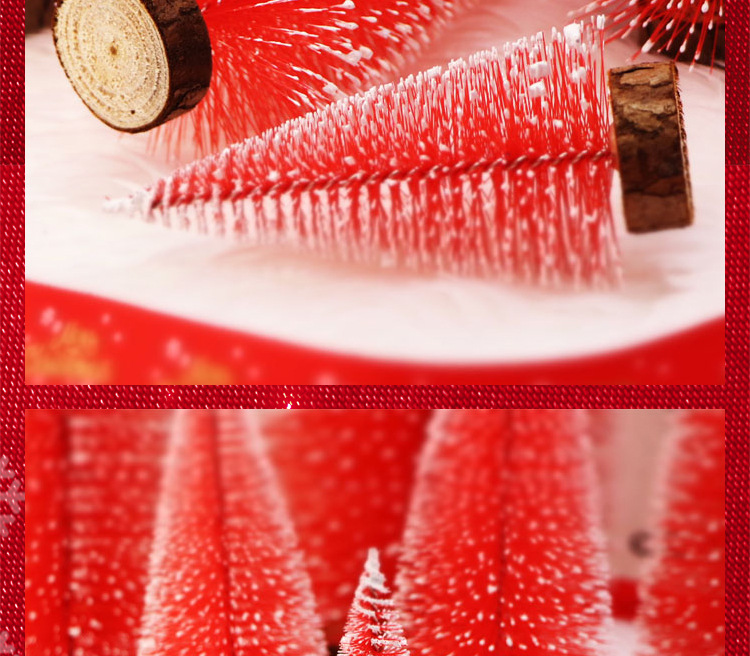 Red snow-added mini Christmas pine needle tree Christmas decoration with a simulated wooden base Christmas tree window display is in full bloom pic 46