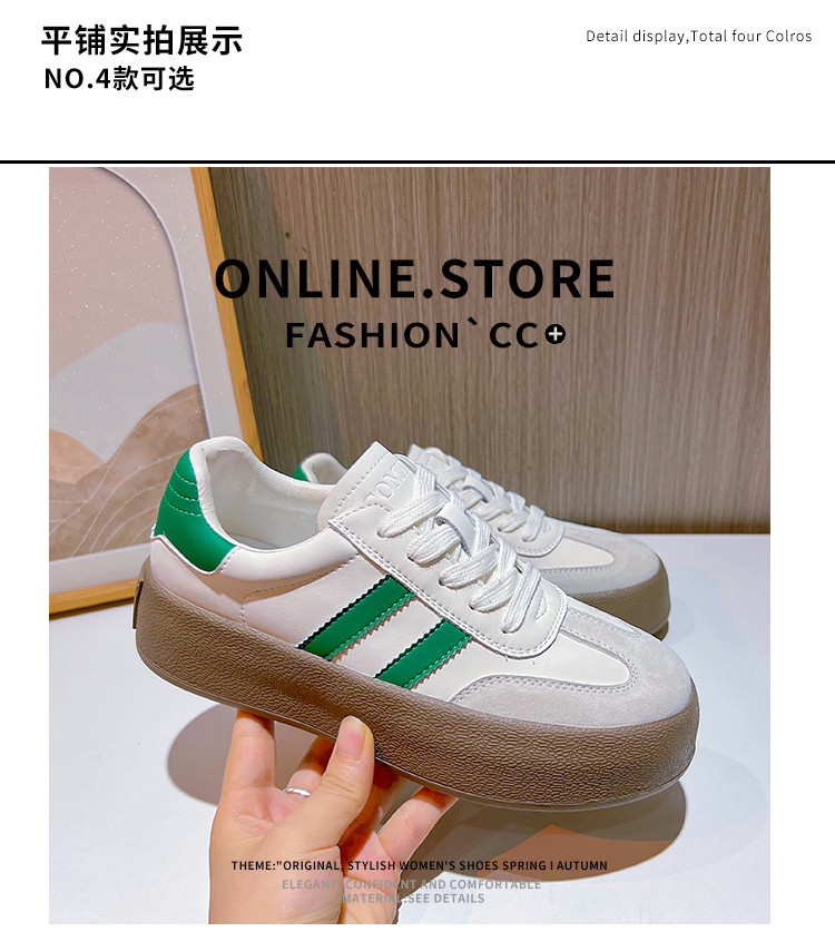 真皮德训鞋女2023秋季新款女士厚底运动板鞋女复古阿甘鞋休闲女鞋详情37