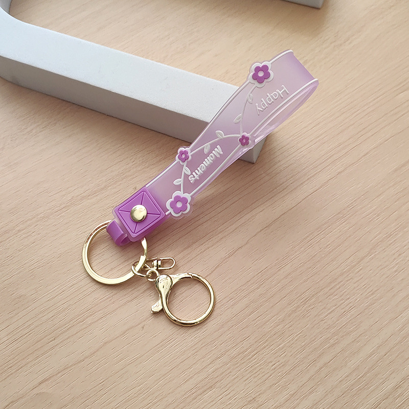 Transparent PVC soft rubber rope sand bottle keychain, girlish heart schoolbag hanging accessory, small gift hanging piece, keychain pic 18