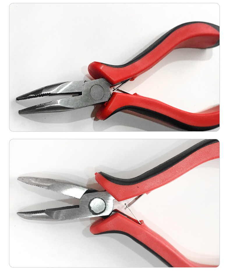 Black and red anti-slip handle elbow hair extension pliers, rust-free, toothed elbow pliers, mini hair extension pliers, wig hair extension pliers pic 7