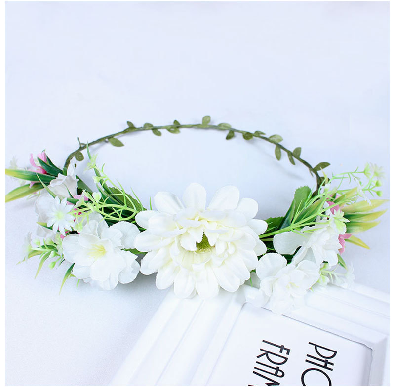 Wholesale of realistic flower, flower globe travel, scenic area, bride headband, photo shoot, green leaf fabric headband accessories pic 8