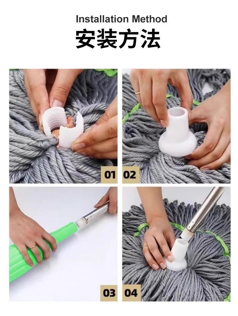 2024新款秒挤水吸水去污干湿两用家用免手洗自拧水竹纤维旋转拖把详情12