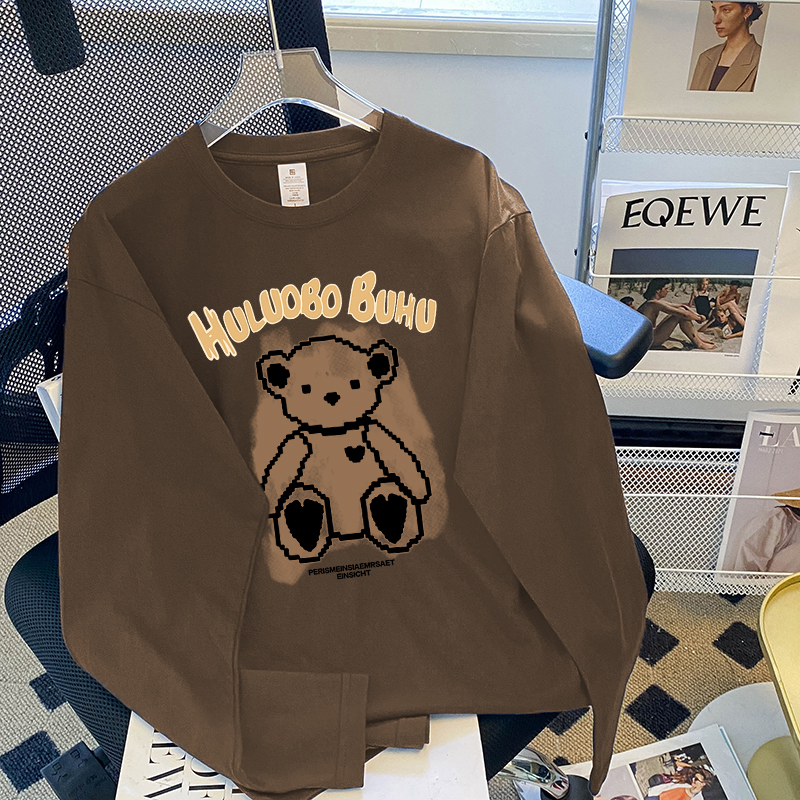 现货小熊纯棉短袖T恤女夏装新款韩版宽松休闲落肩洋气女士半袖详情19