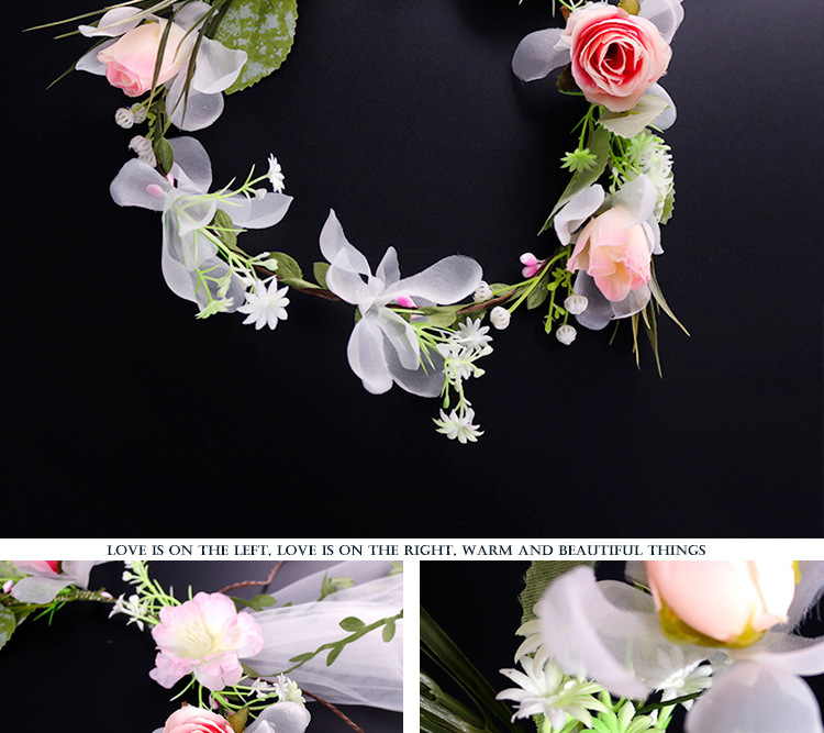 Factory direct sales of off-white mesh flower garlands, European rose simulation flower wedding gowns, headscarves, and Hawaiian photo headwear for brides pic 7